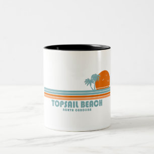 Caneca De Café Em Dois Tons Topsail Beach North Carolina Sun Palm Trees