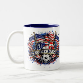 Caneca De Café Em Dois Tons TORCEDOR DE FUTEBOL DOS EUA | Americano 