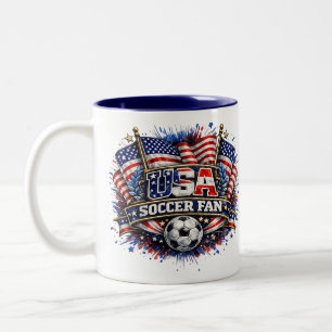 Caneca De Café Em Dois Tons TORCEDOR DE FUTEBOL DOS EUA Americano