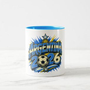Caneca De Café Em Dois Tons Torcida da Argentina 26 Azul Dourado