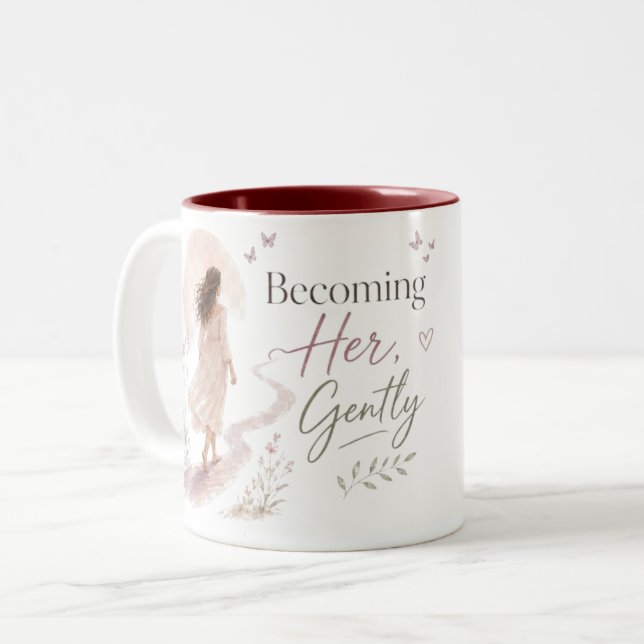 Caneca De Café Em Dois Tons Tornando-se Ela, Gentilmente (Frente Esquerda)