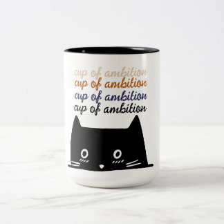 Caneca De Café Em Dois Tons Torne-me uma taça de ambição - Peeking Tuxedo Cat