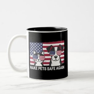 Caneca De Café Em Dois Tons Torne os Animais de Estimação Seguros Novamente De