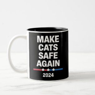 Caneca De Café Em Dois Tons Torne os Gatos Seguros Novamente Engraçado 2024 Pr