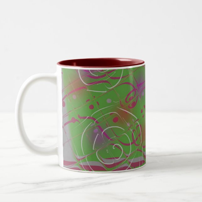 Caneca De Café Em Dois Tons Torno Abstrato Moderno (Esquerda)