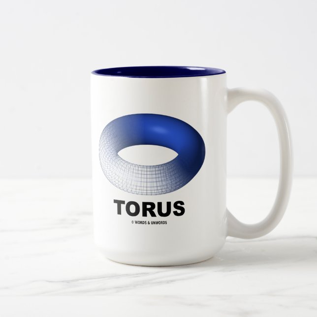 Caneca De Café Em Dois Tons Toro (topologia azul do toróide) (Direita)