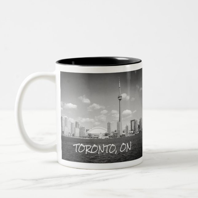 Caneca De Café Em Dois Tons Toronto Greyscale Cityscape (Esquerda)