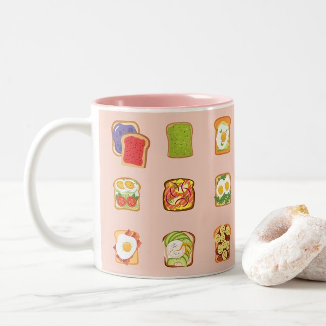 Caneca De Café Em Dois Tons Torrada de Brunch (Com Donut)