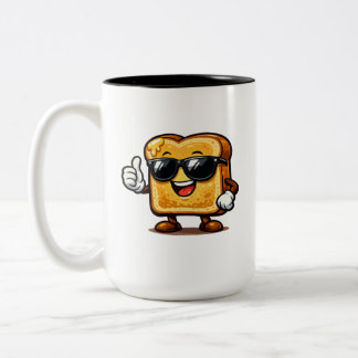 Caneca De Café Em Dois Tons Torrada Francesa Com Polegar Para Cima
