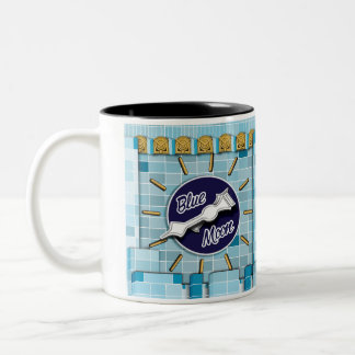 Caneca De Café Em Dois Tons Torre de Relógio de Lua Azul