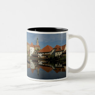 Caneca De Café Em Dois Tons Torre do Castelo, Rio Vltava, Cesky Krumlov,