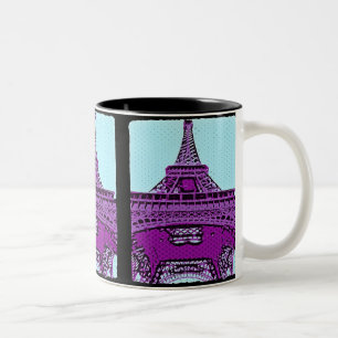 Caneca De Café Em Dois Tons Torre Eiffel do pop art