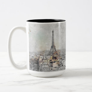 Caneca De Café Em Dois Tons Torre Eiffel Paris, Mug de Café de Dois Tom - Fran