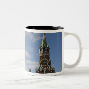 Caneca De Café Em Dois Tons Torre Spasskaya na Praça Vermelha, Moscou, Rússi