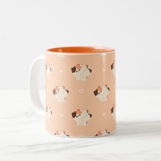 Caneca De Café Em Dois Tons Tortie Cat Casal Mug (Frente Esquerda)