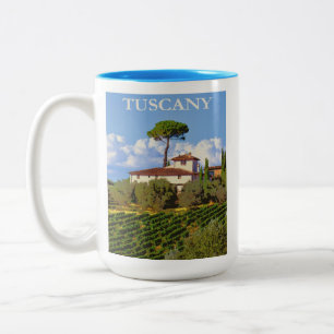 Caneca De Café Em Dois Tons Toscana Itália Poster de viagens italiano Villa R