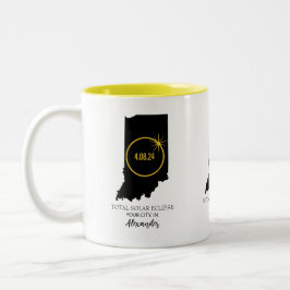 Caneca De Café Em Dois Tons Total Solar Eclipse 2024 Custom Name, City Indiana