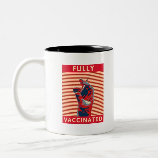 Caneca De Café Em Dois Tons Totalmente Vacinado (Esquerda)