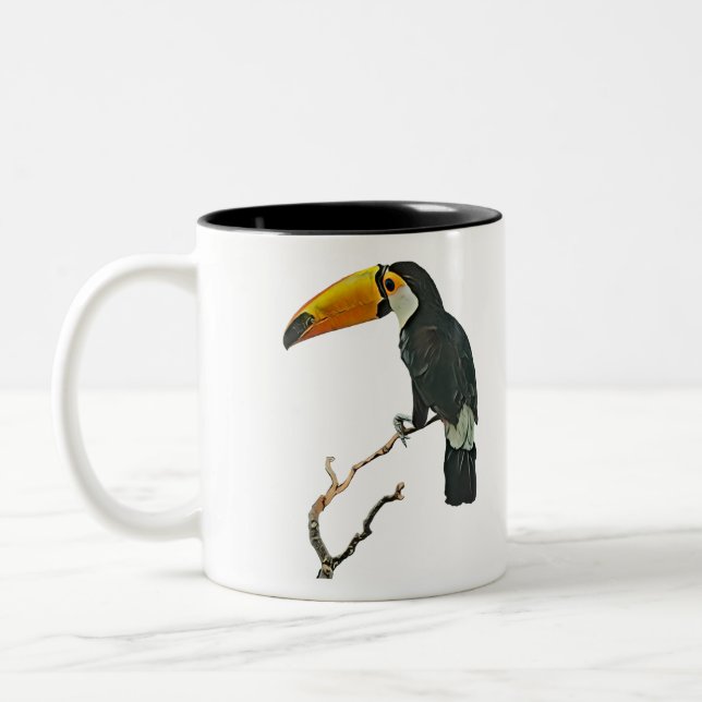 Caneca De Café Em Dois Tons Toucan Retrait Animal Tropical Bird Design (Esquerda)