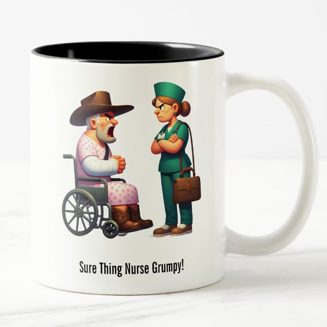 Caneca De Café Em Dois Tons Tough Texas Rancher e Enfermeira Irritada (Criador carregado)