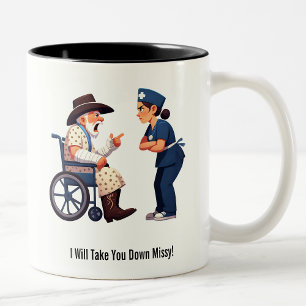 Caneca De Café Em Dois Tons Tough Texas Rancher e Enfermeira Irritada