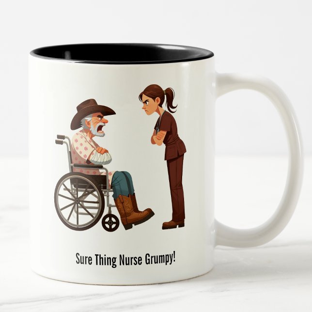 Caneca De Café Em Dois Tons Tough Texas Rancher e Enfermeira Irritada (Criador carregado)