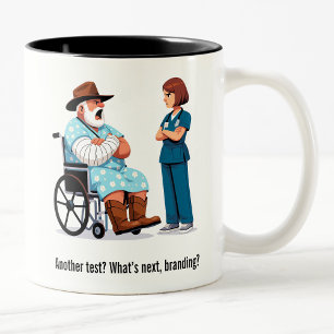 Caneca De Café Em Dois Tons Tough Texas Rancher e Enfermeira Irritada
