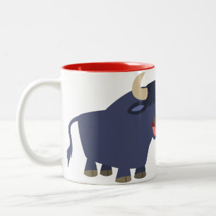 Caneca De Café Em Dois Tons Touro de Cartoon Bonito
