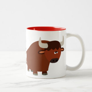 Caneca De Café Em Dois Tons Touro de Cartoon Bonito