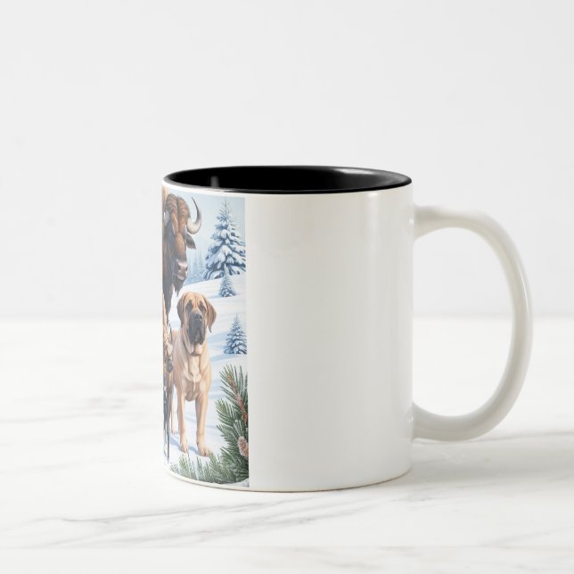 Caneca De Café Em Dois Tons Touro, Mastiff, Cachorro ao ar livre (Direita)