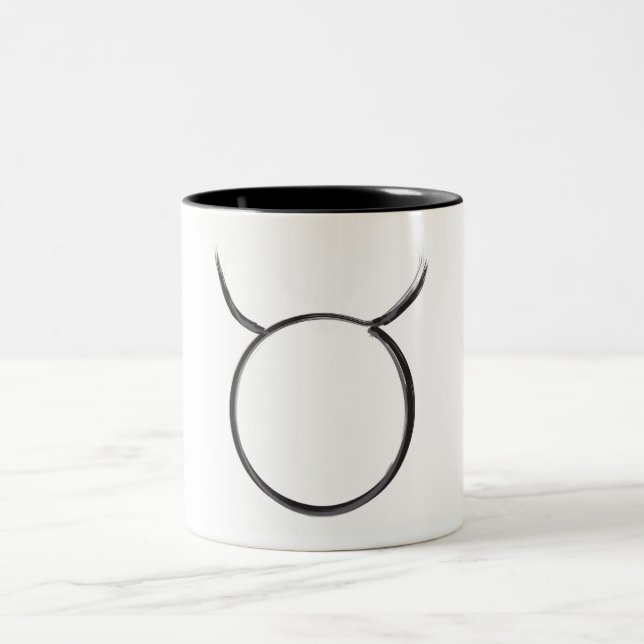 Caneca De Café Em Dois Tons Touro O Signo do Zodíaco Astrologia Minimalista (Centro)