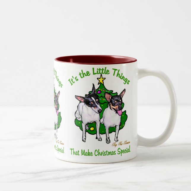 Caneca De Café Em Dois Tons Toy Fox Terrier presentes de Natal (Direita)