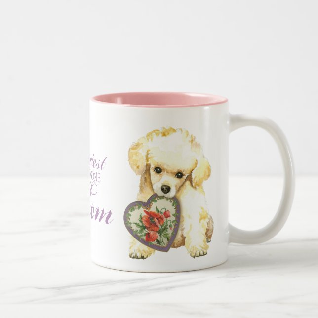 Caneca De Café Em Dois Tons Toy Poodle Heart Mãe (Direita)