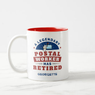 Caneca De Café Em Dois Tons Trabalhador Postal Aposentado Piada Aposentadoria