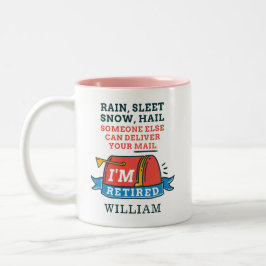 Caneca De Café Em Dois Tons Trabalhador Postal Personalizado da Folha de Chuva