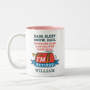 Caneca De Café Em Dois Tons Trabalhador Postal Personalizado da Folha de Chuva