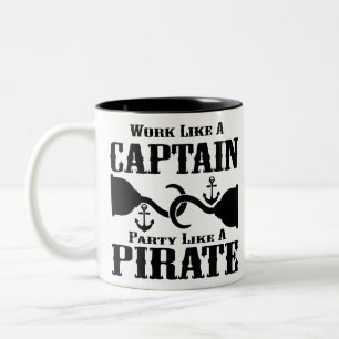Caneca De Café Em Dois Tons Trabalhar Como Uma Festa De Capitã Como Um Nº Pira