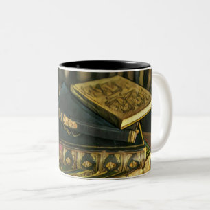 Caneca De Café Em Dois Tons Trabalho de arte de amante de livros