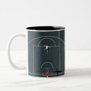 Caneca De Café Em Dois Tons Trabalho de arte de basquetebol
