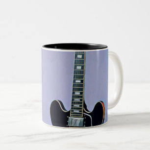 Caneca De Café Em Dois Tons Trabalho de arte de guitarra de Vintage