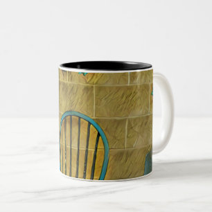 Caneca De Café Em Dois Tons Trabalho de arte de leitura da Vintage