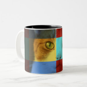 Caneca De Café Em Dois Tons Trabalho de arte do gatinho bonito