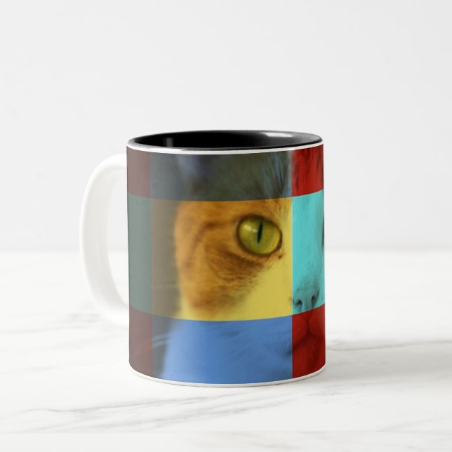 Caneca De Café Em Dois Tons Trabalho de arte do gatinho bonito (Frente Esquerda)