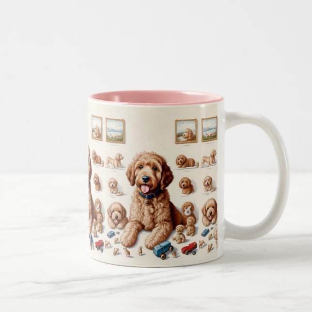 Caneca De Café Em Dois Tons Trabalho de arte precioso  de Goldendoodle (Direita)