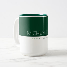 Caneca De Café Em Dois Tons Trabalho de Nome de Monograma Personalizado Emeral