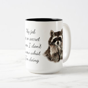 Caneca De Café Em Dois Tons Trabalho Divertido Cotação Fora do Raccoon