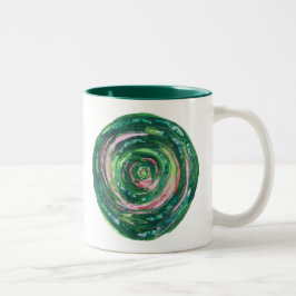 Caneca De Café Em Dois Tons trabalhos de arte verde-cor-de-rosa #2 de
