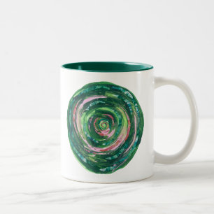 Caneca De Café Em Dois Tons trabalhos de arte verde-cor-de-rosa #2 de