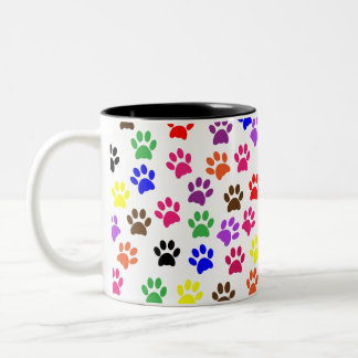 Caneca De Café Em Dois Tons Traço de cor: patas adoráveis em cada sombra