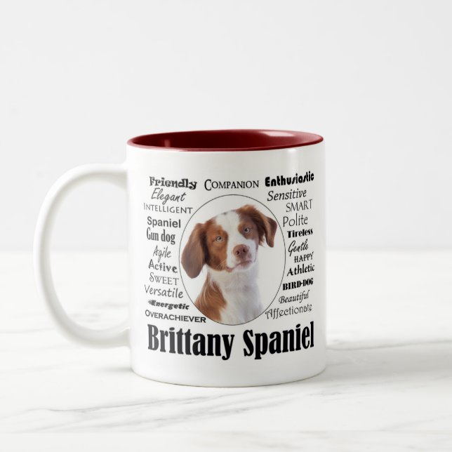 Caneca De Café Em Dois Tons Traços Brittany Spaniel (Esquerda)